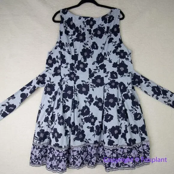 Vince Camuto women's blue floral print sleeveless dress plus size 20W - Picture 10 of 15